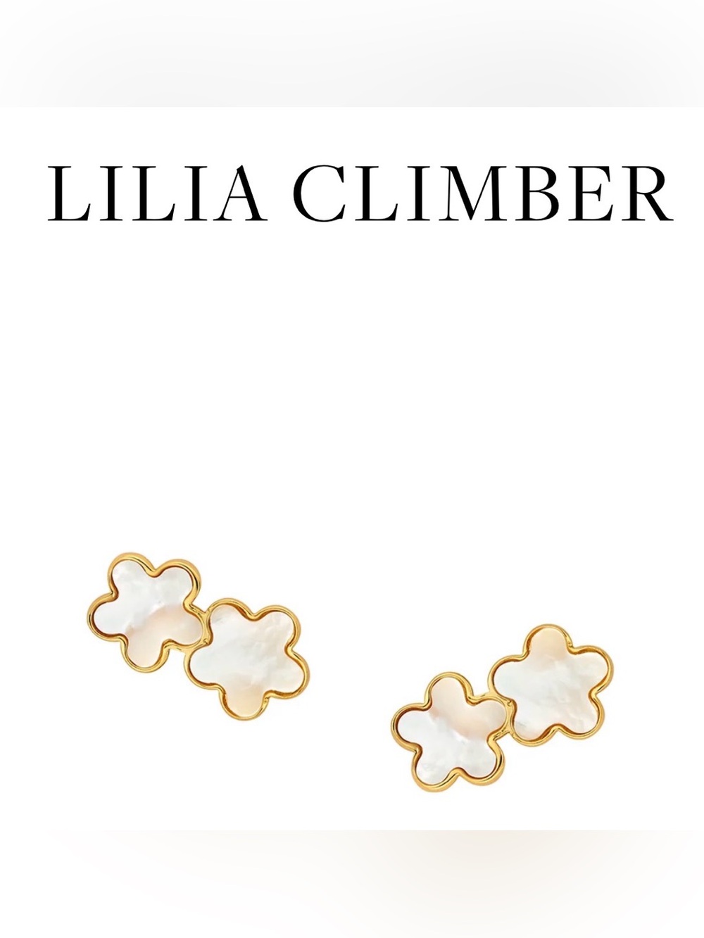 ASHA Lilia Climber Gold and Mother-of-Pearl Flower Stud Earrings✨Perfect Con ✨